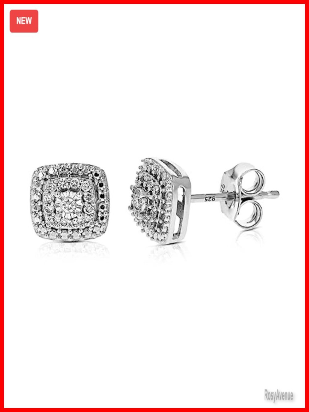 Lab Grown Diamond Stud Earrings 1/8 cttw Sterling Silver Prong Set